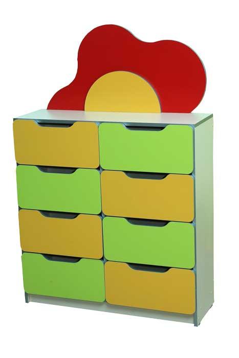 Закрита дитяча стінка "Квіткова поляна" №6, з 8-ма шухлядами, матеріал корпусу - ЛДСП, АЛМАНТ, 900х300х1365 мм.